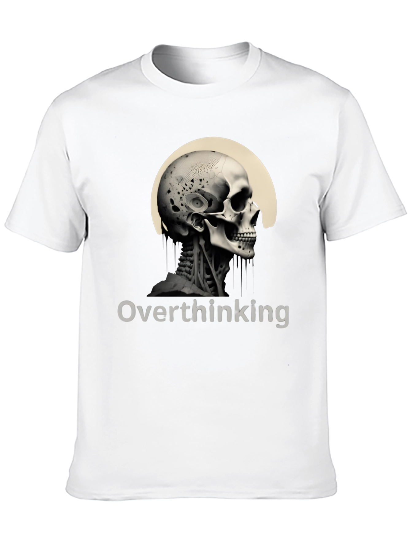 Overthinking Skull Graphic Tee - Mens Black T-Shirt