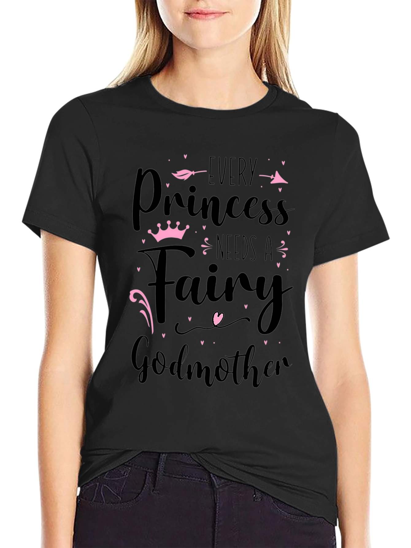 Princess Fairy Godmother Graphic T-Shirt - Black