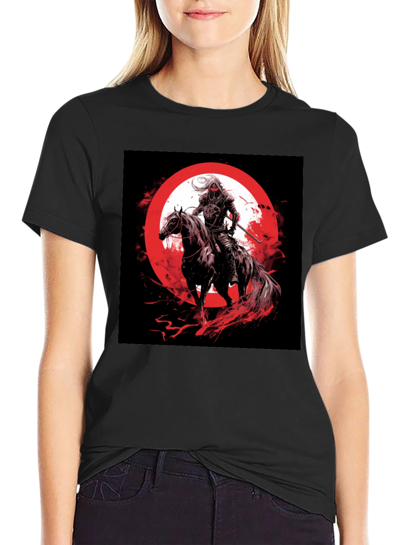 Warrior on Horseback Black T-Shirt