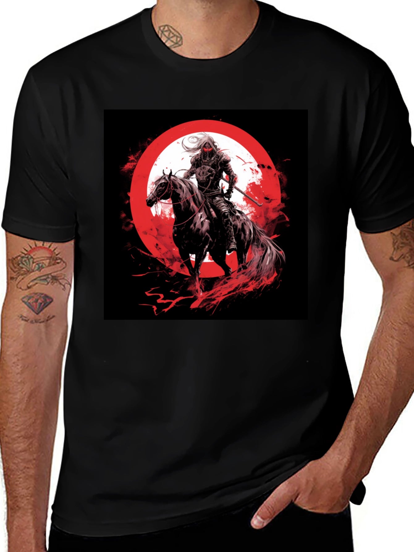 Warrior on Horseback Black T-Shirt
