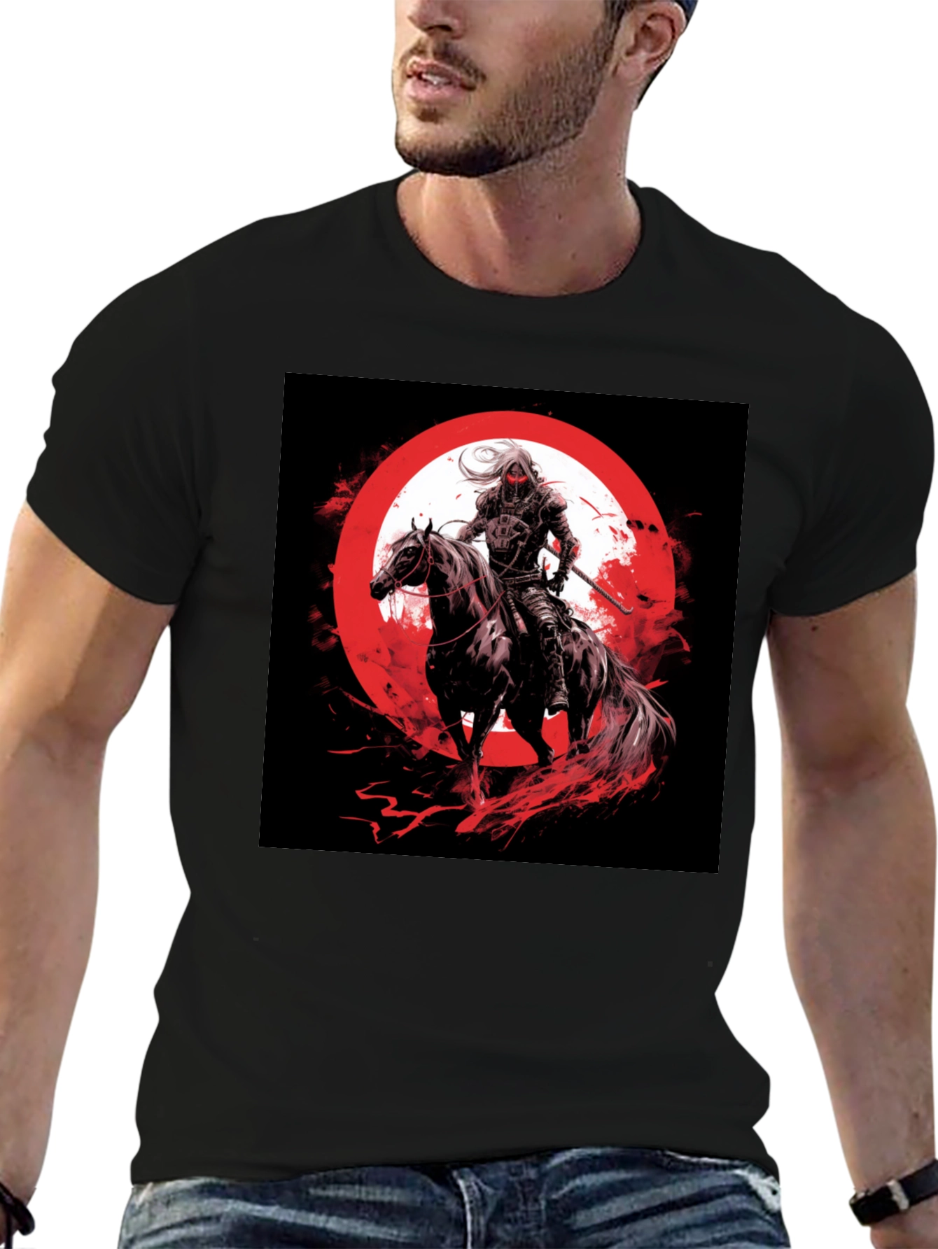 Warrior on Horseback Black T-Shirt