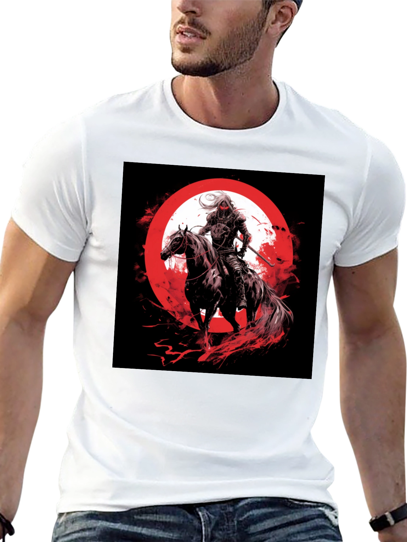Warrior on Horseback Black T-Shirt