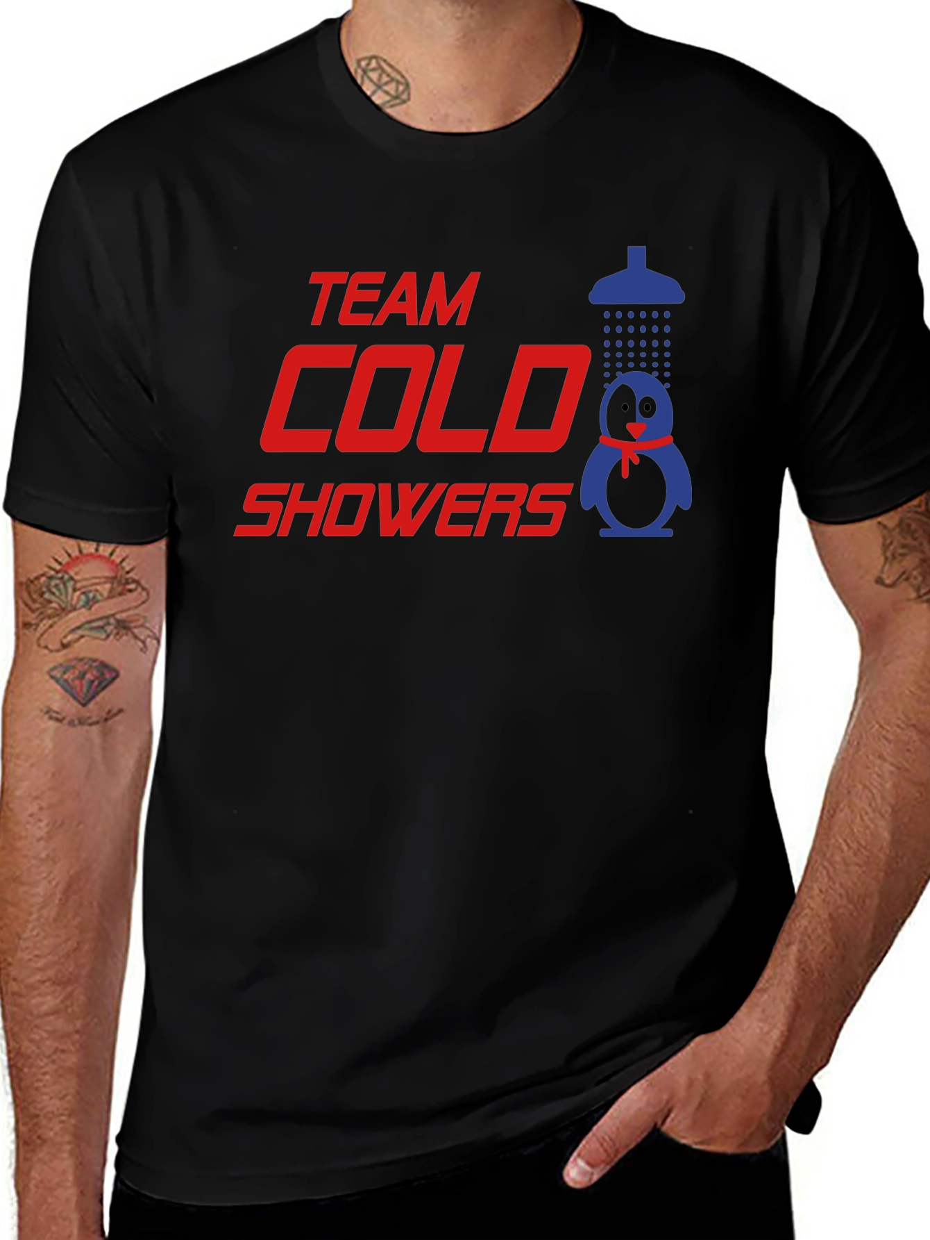 Team Cold Showers Graphic Black T-Shirt