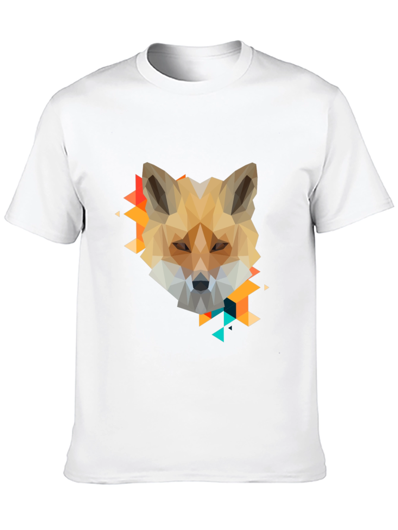 Geometric Fox Graphic Print Black T-Shirt