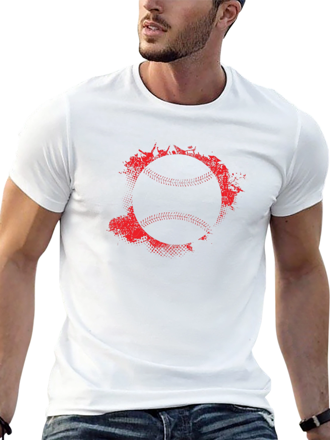 Baseball Graphic Tee - Red Splatter Ball Design