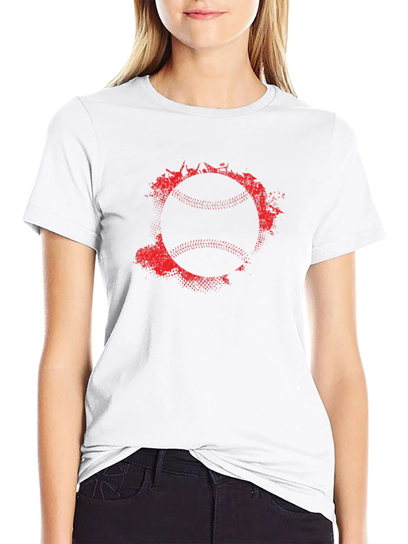 Baseball Graphic Tee - Red Splatter Ball Design