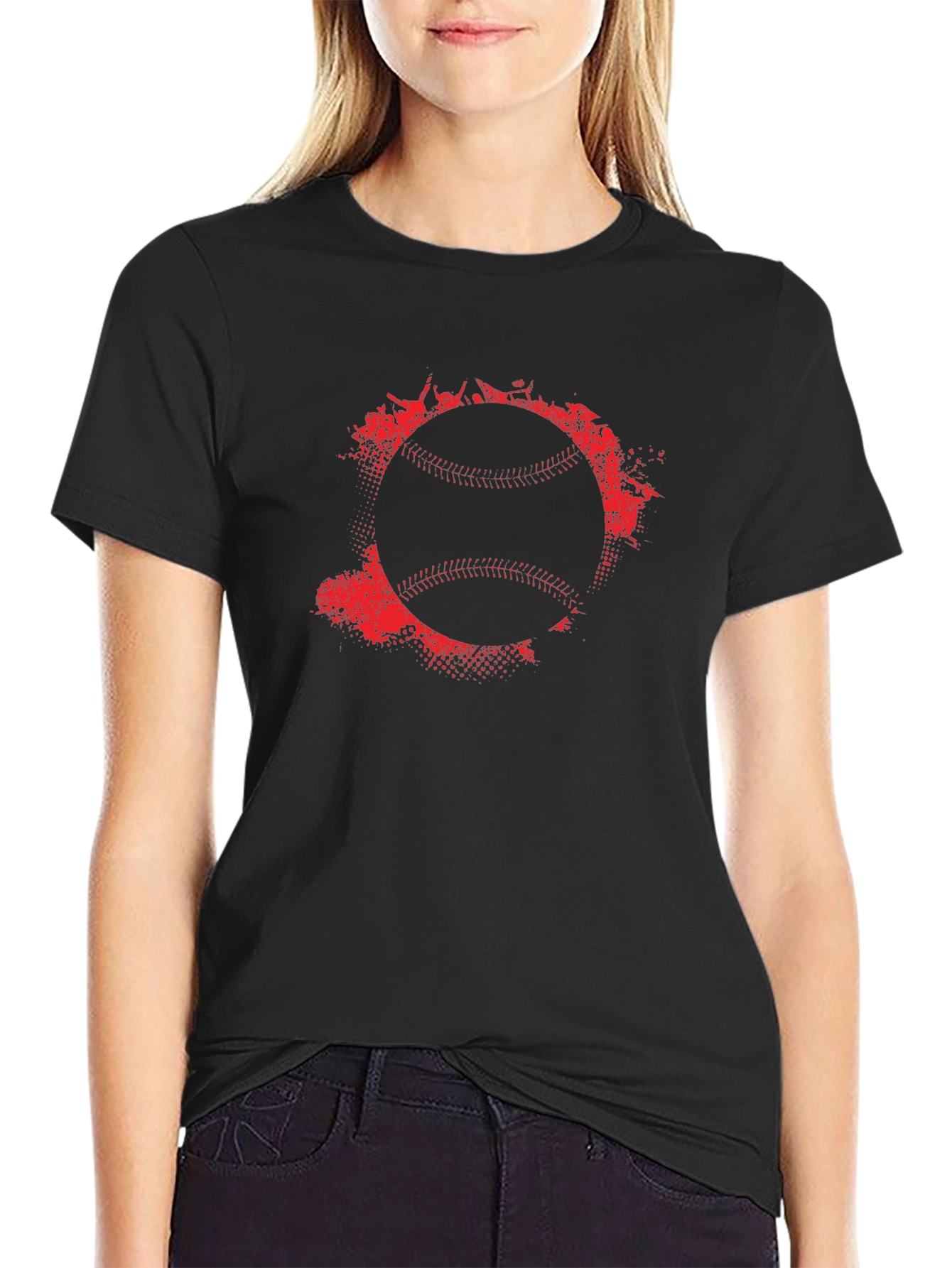 Baseball Graphic Tee - Red Splatter Ball Design