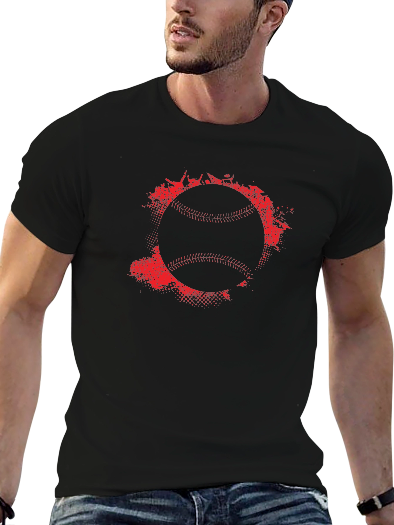 Baseball Graphic Tee - Red Splatter Ball Design