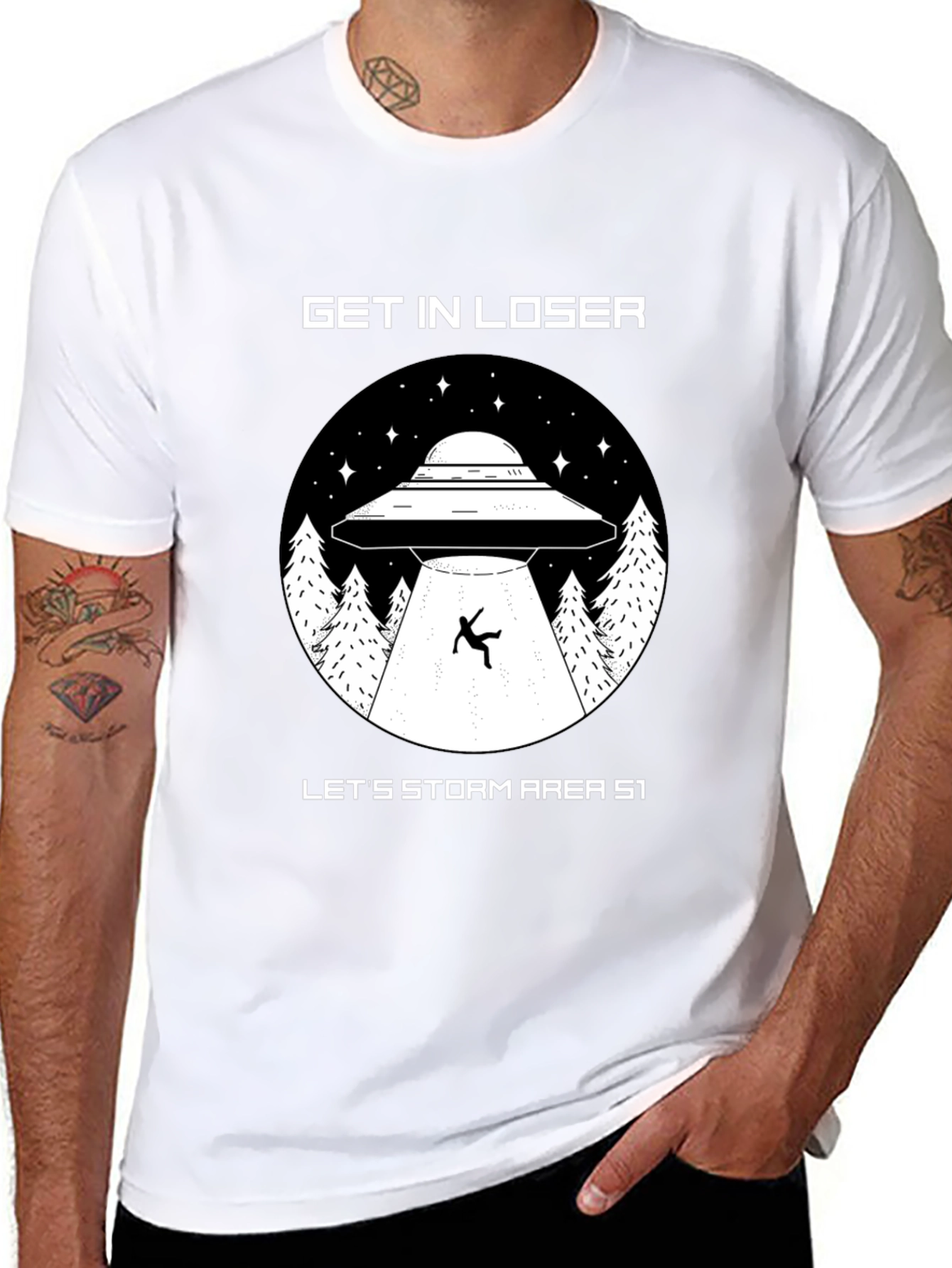 Get In Loser Area 51 UFO Graphic T-Shirt