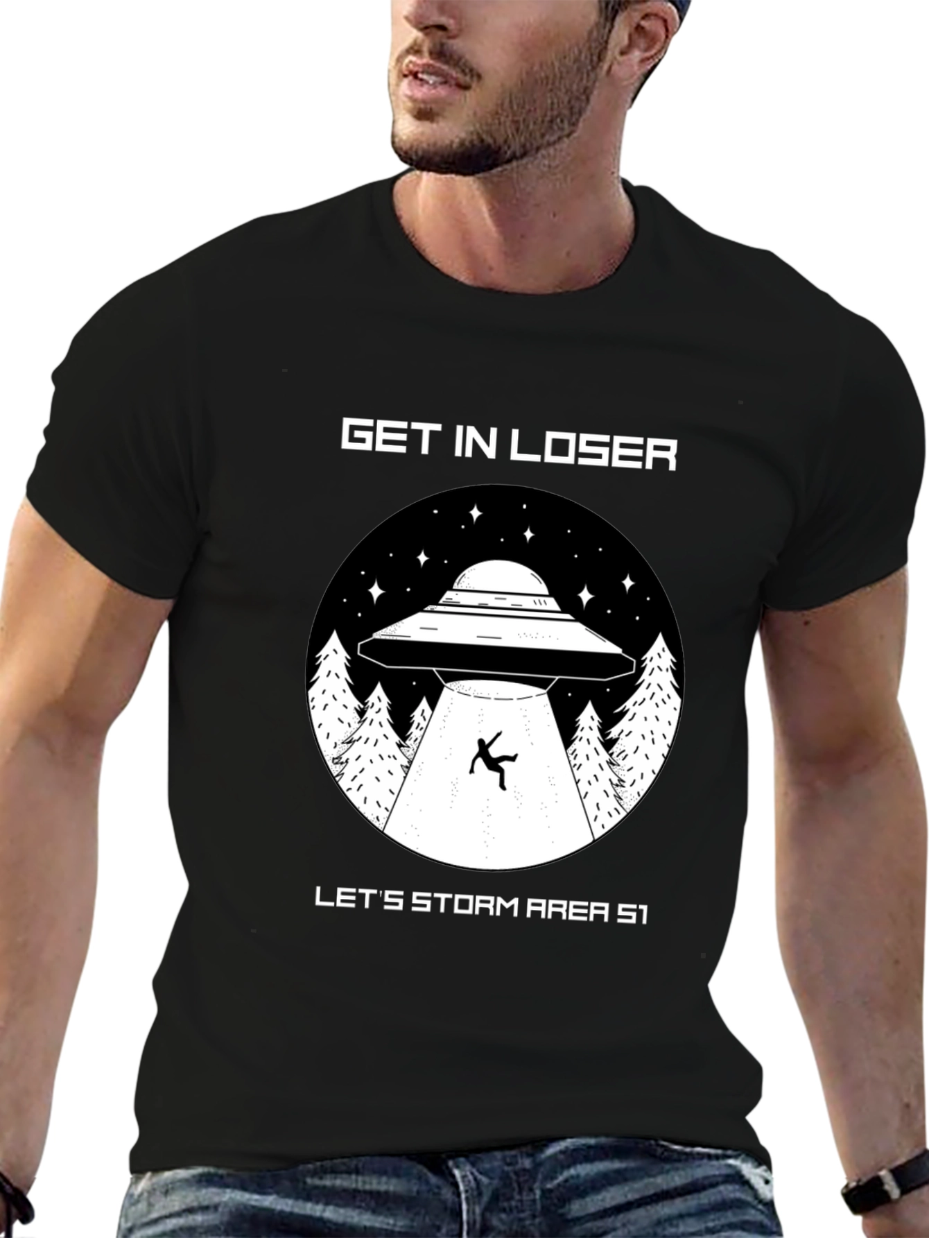Get In Loser Area 51 UFO Graphic T-Shirt