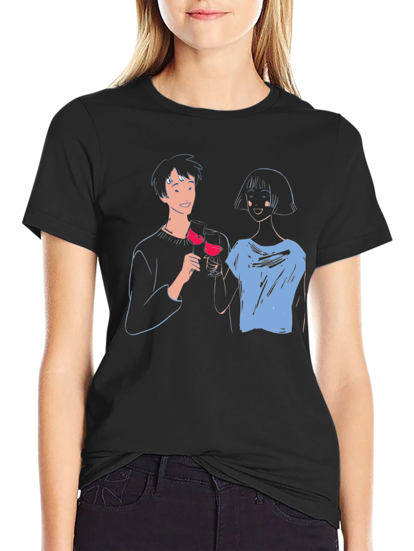 Cheers! Graphic Print Crew Neck T-Shirt