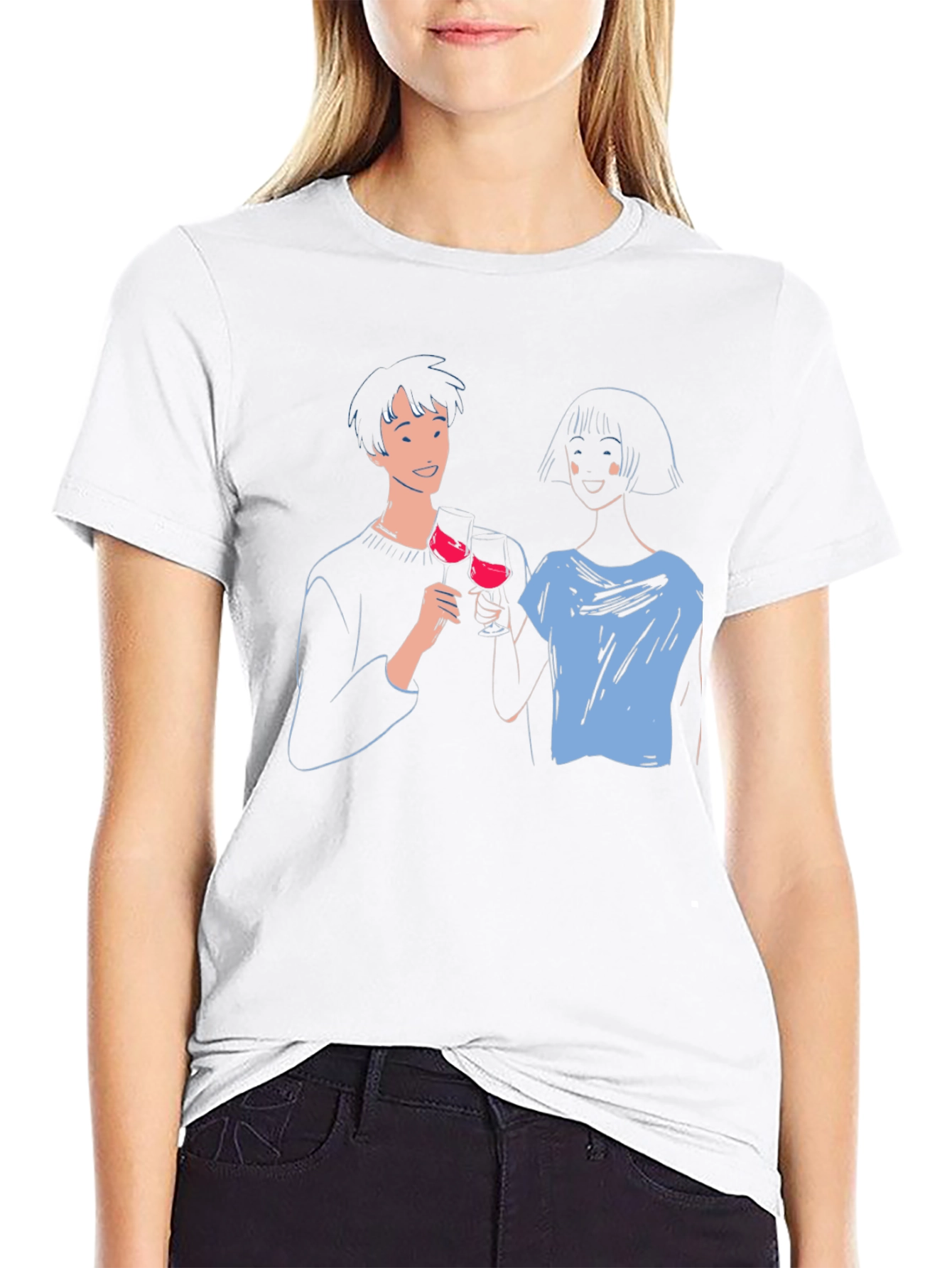 Cheers! Graphic Print Crew Neck T-Shirt