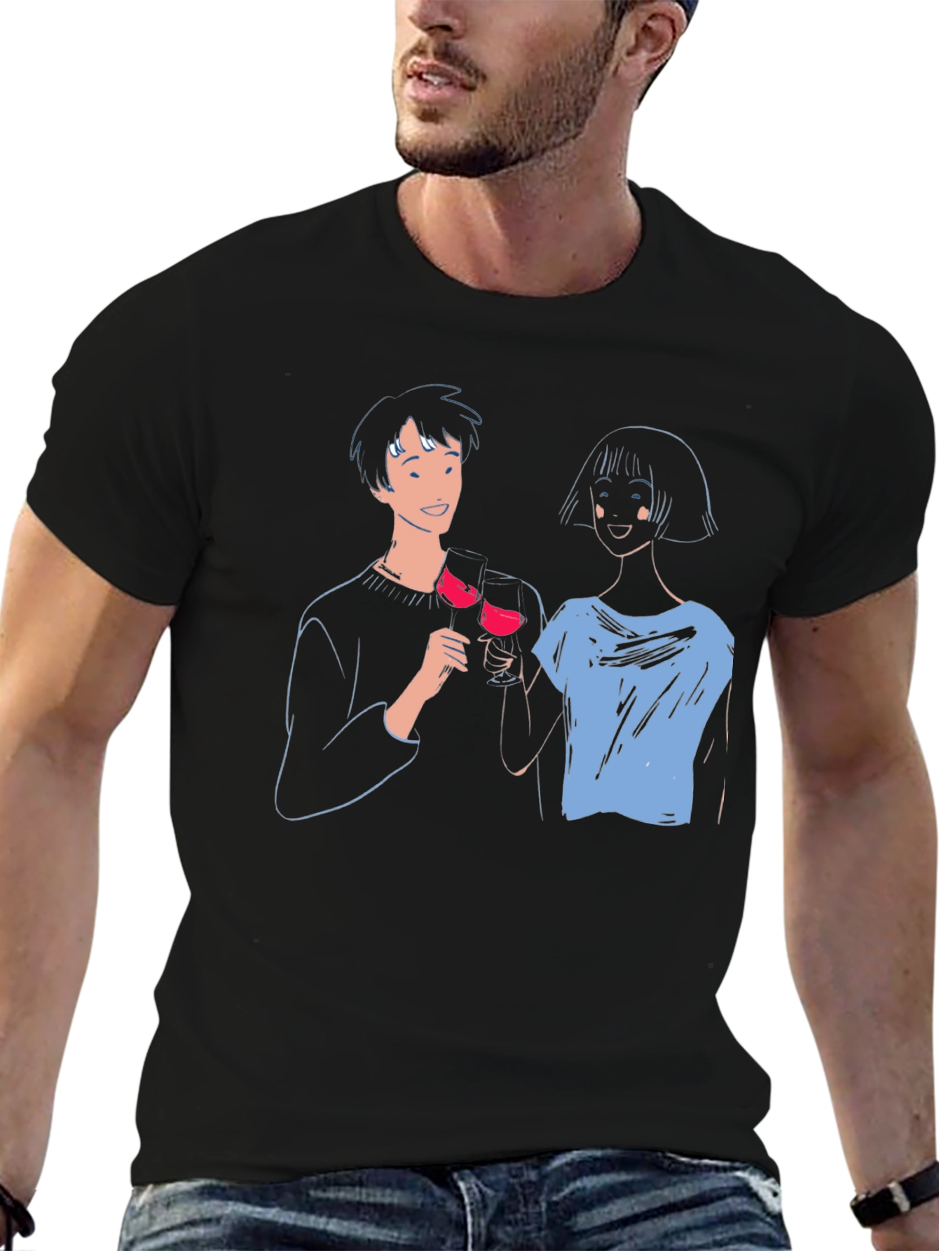 Cheers! Graphic Print Crew Neck T-Shirt