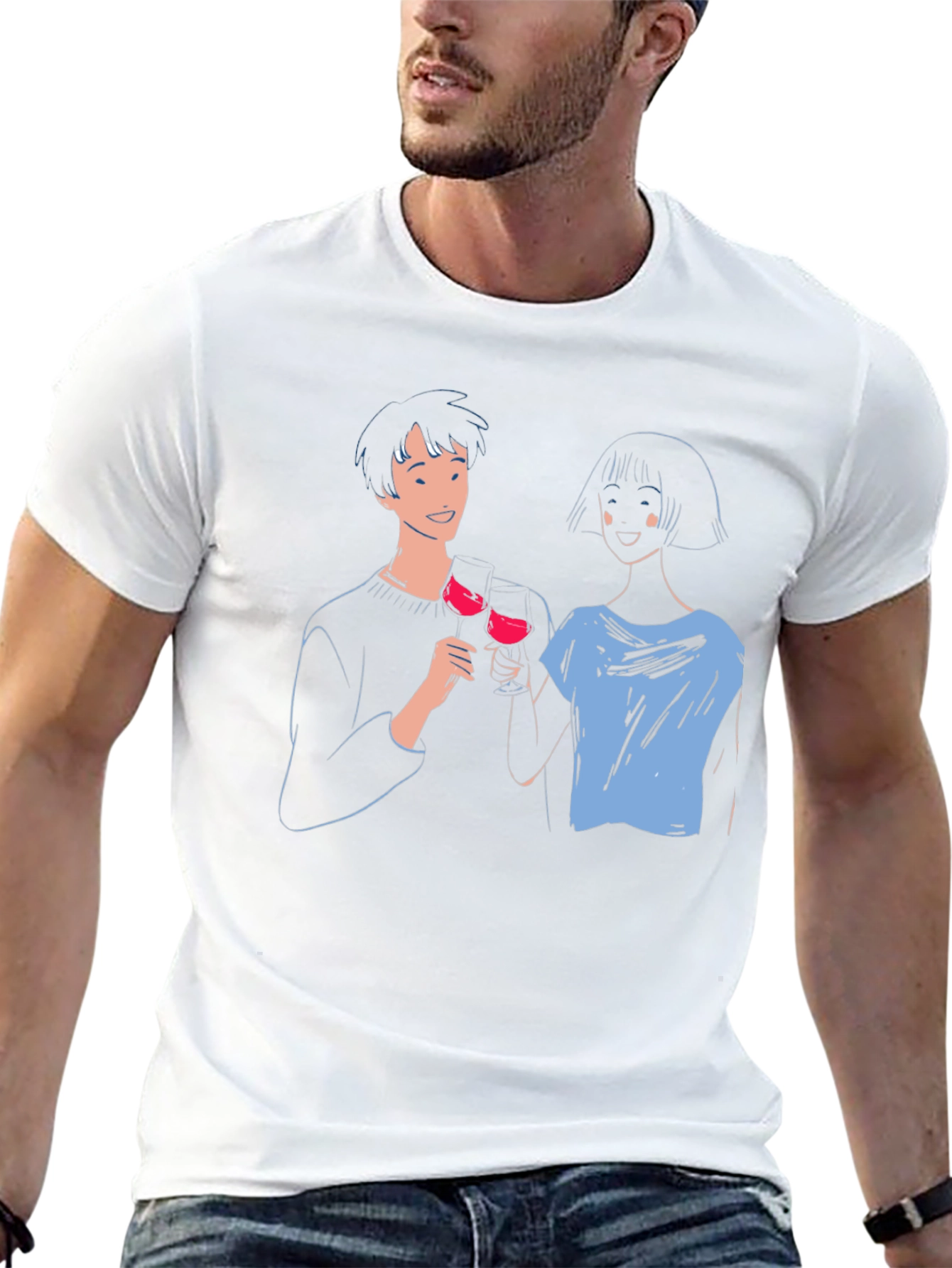 Cheers! Graphic Print Crew Neck T-Shirt