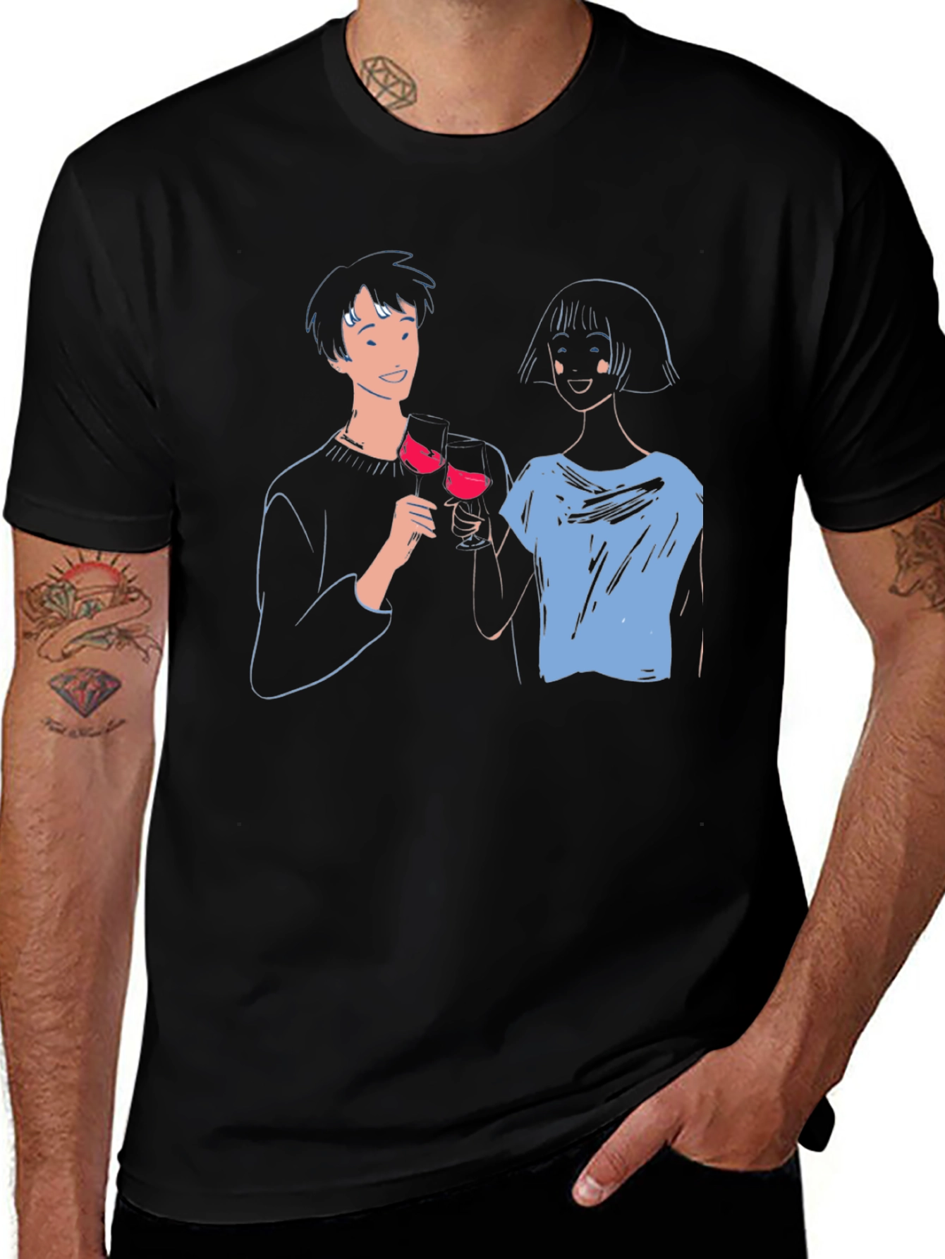 Cheers! Graphic Print Crew Neck T-Shirt