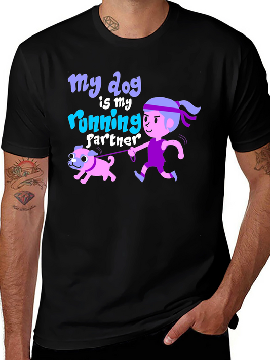 Dog Running Partner Graphic Tee - Fun Animal Lover Shirt