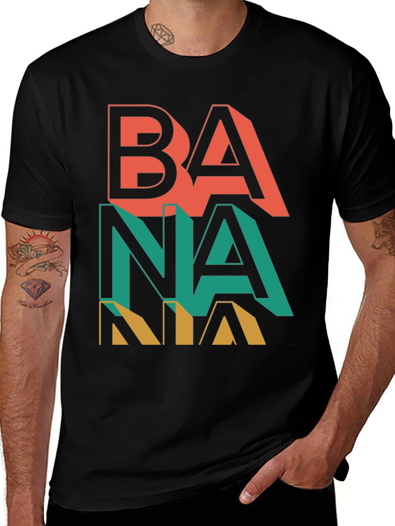 Retro Banana Graphic Tee - Mens Black T-Shirt