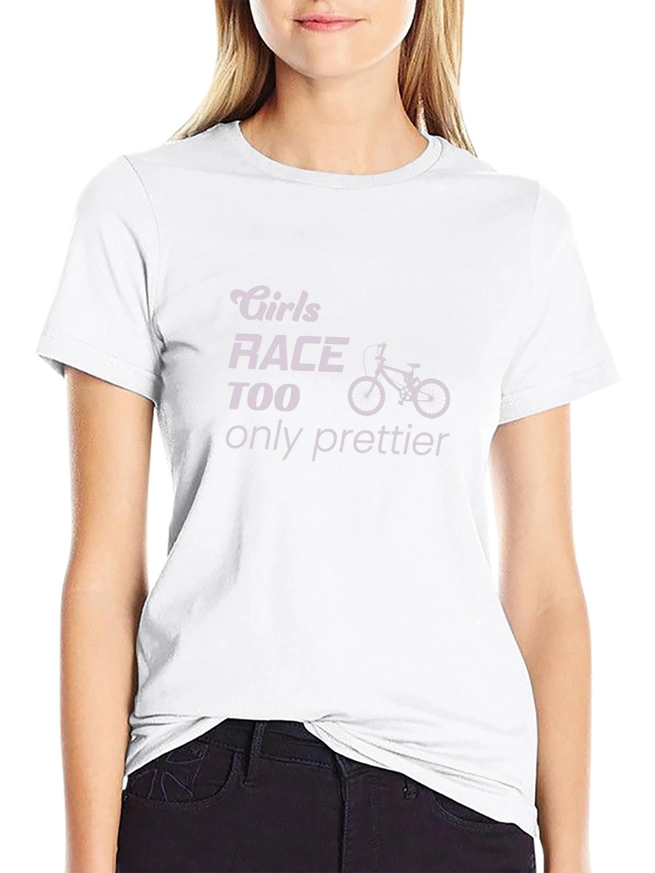 Girls Race Too T-Shirt - Only Prettier Bike Tee