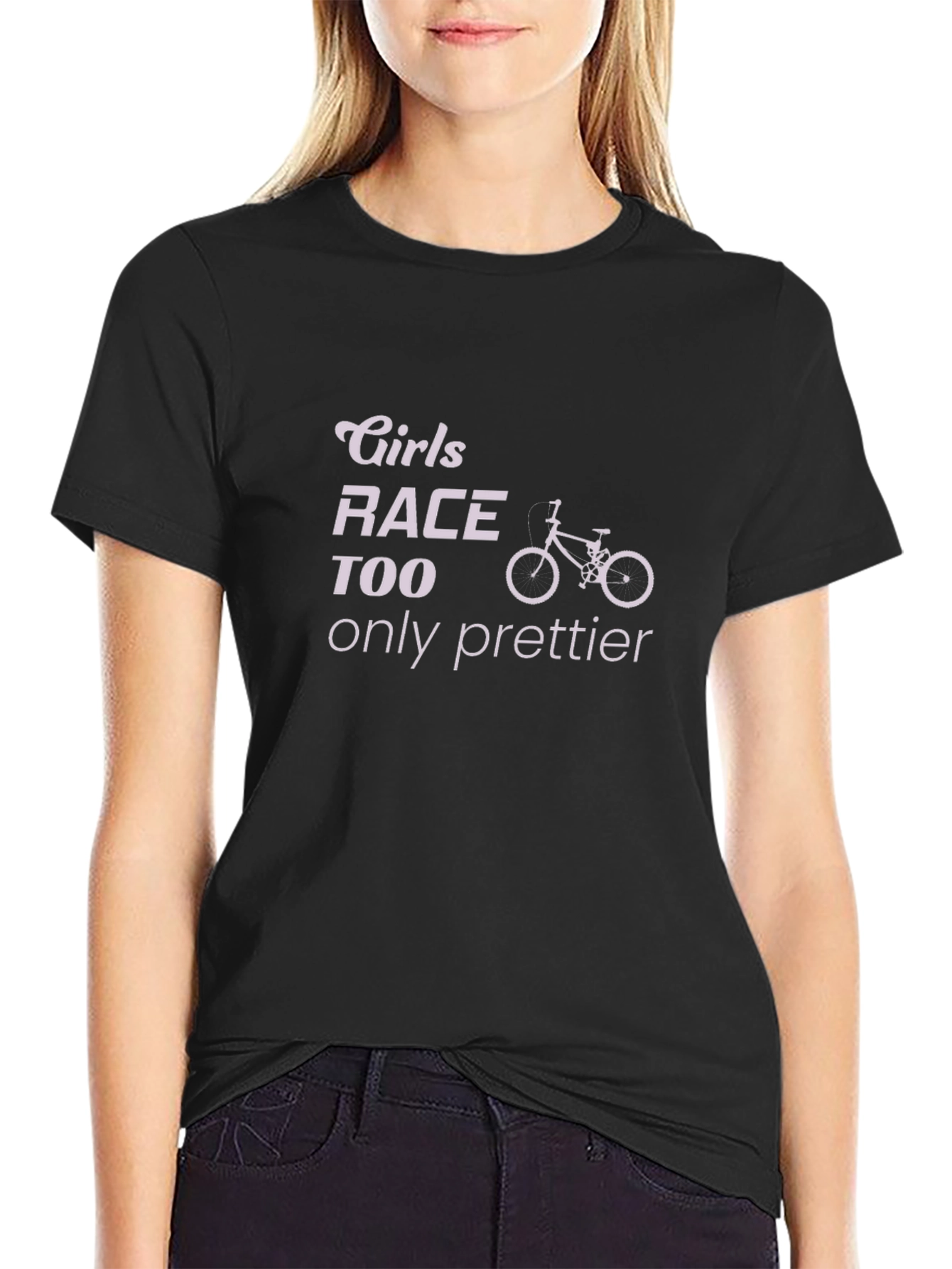 Girls Race Too T-Shirt - Only Prettier Bike Tee