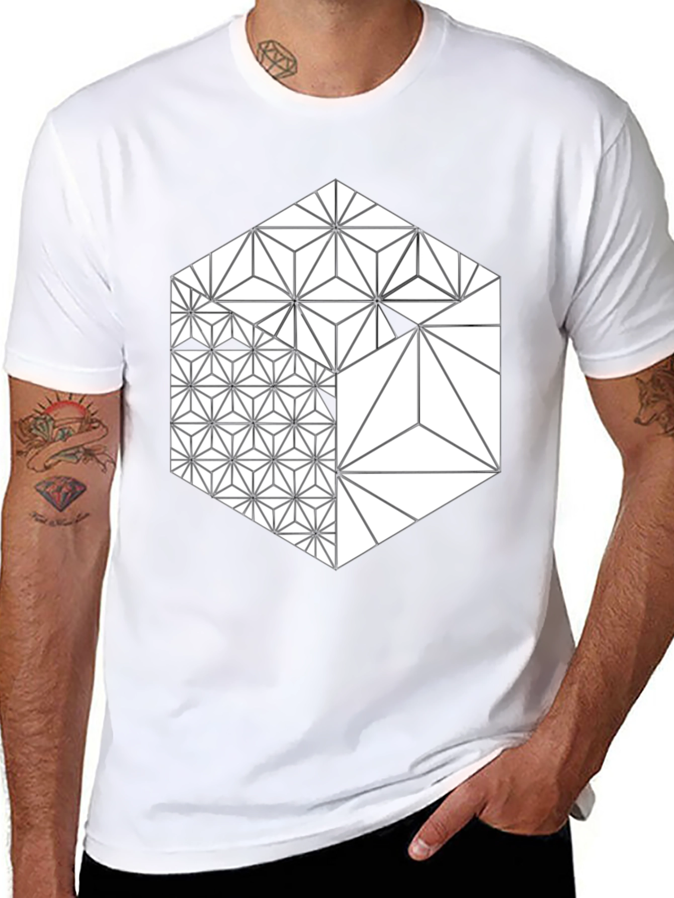 Geometric Hexagon T-Shirt - Modern Graphic Tee