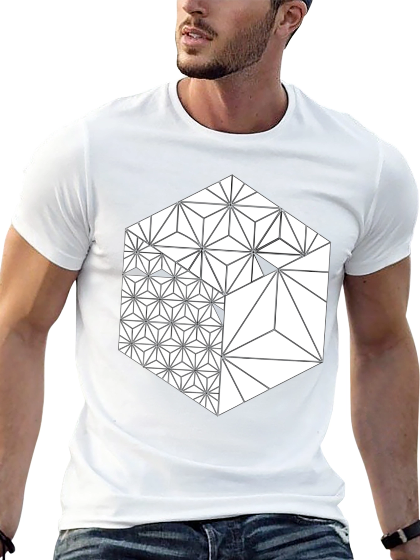 Geometric Hexagon T-Shirt - Modern Graphic Tee
