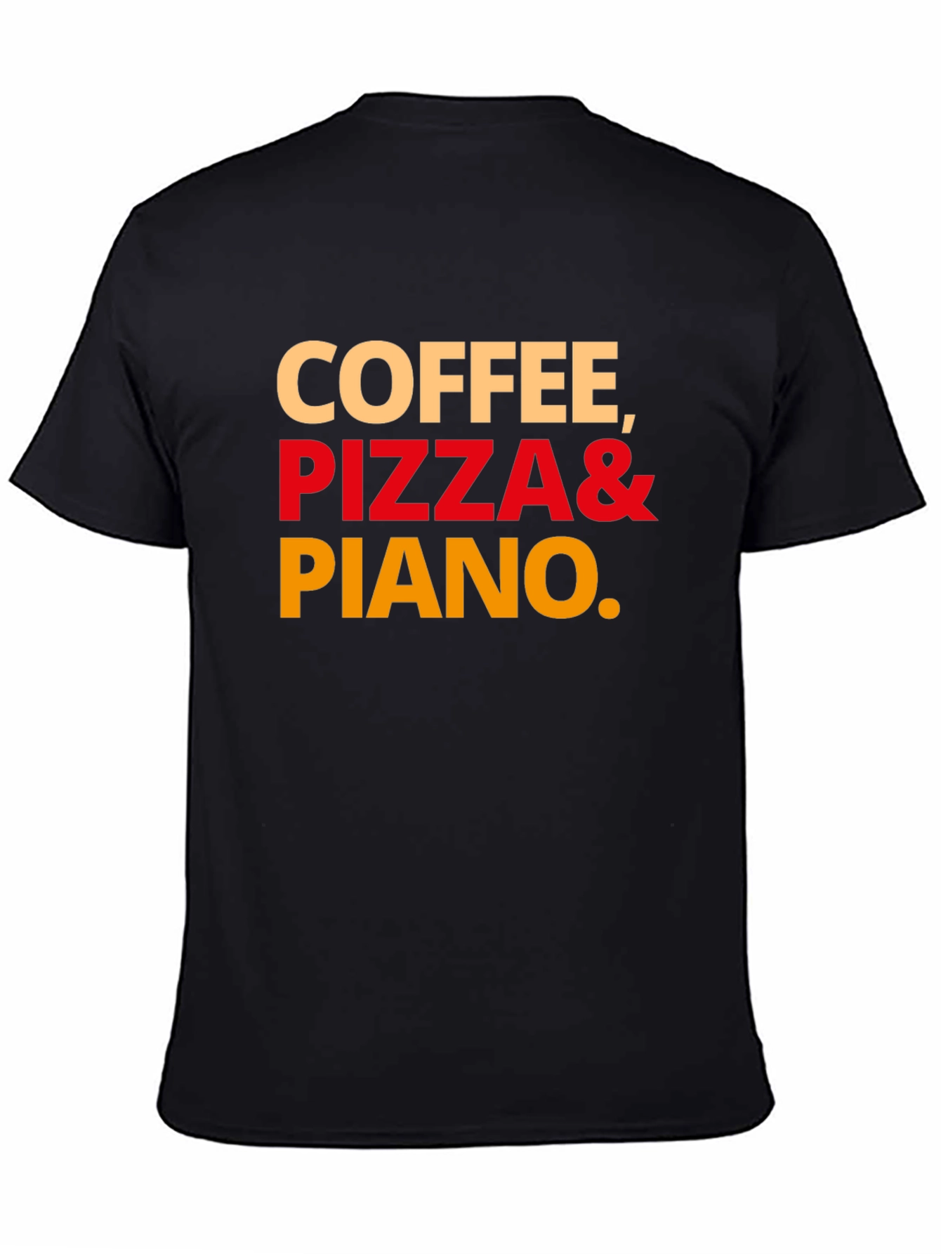 Coffee Pizza and Piano Graphic T-Shirt