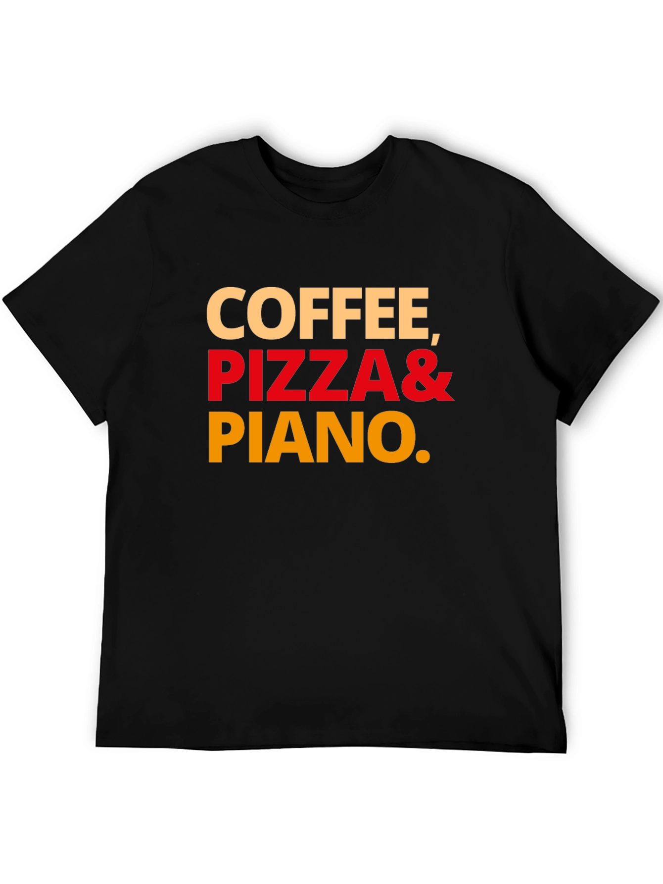 Coffee Pizza and Piano Graphic T-Shirt