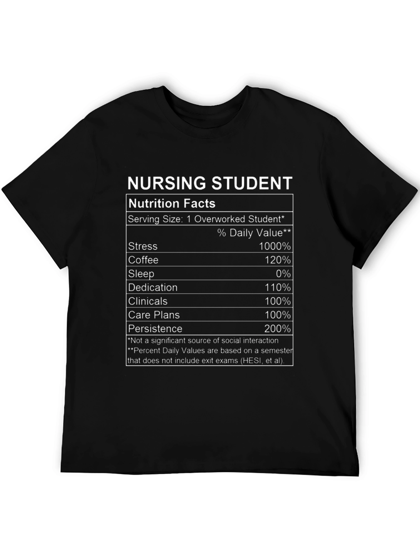 Nursing Student Nutrition Facts T-Shirt