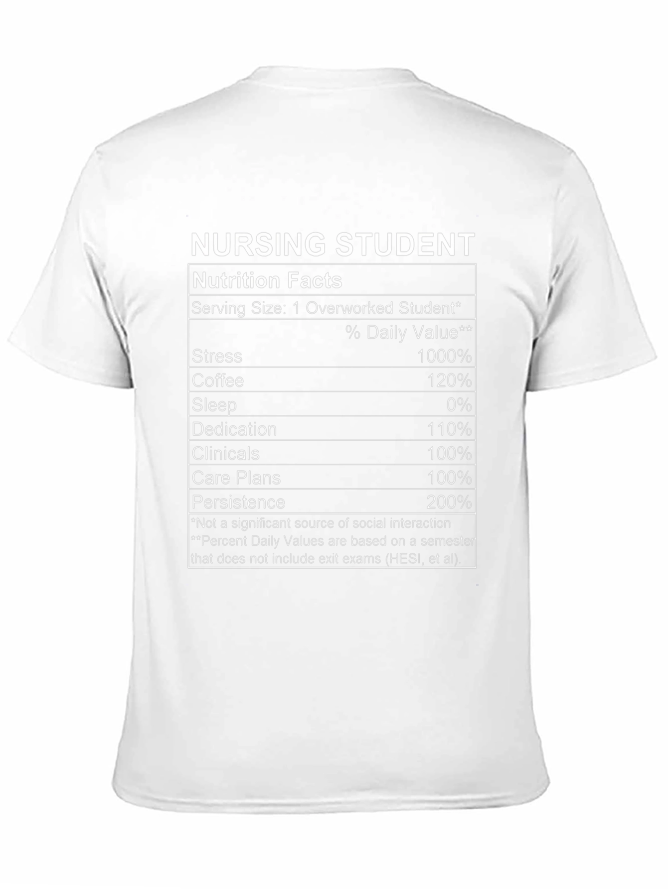 Nursing Student Nutrition Facts T-Shirt