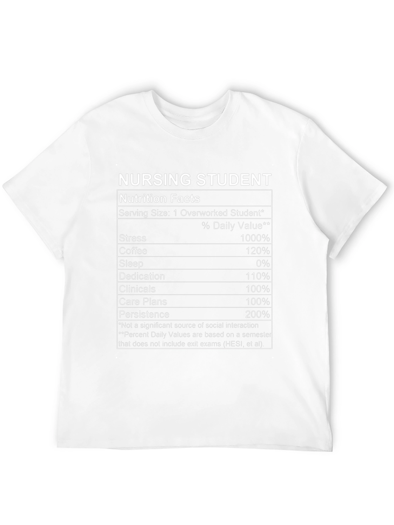 Nursing Student Nutrition Facts T-Shirt
