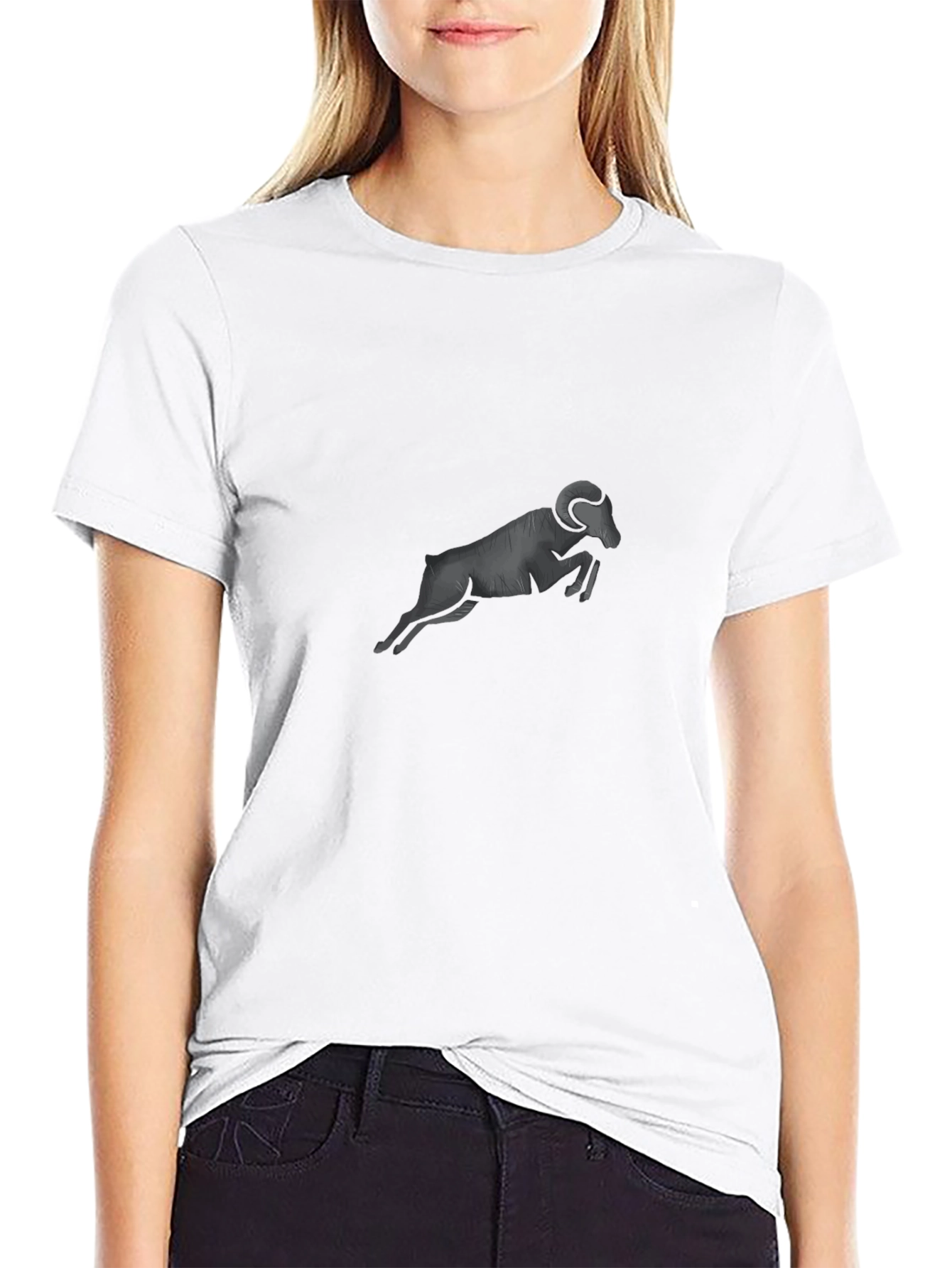 Mens Black T-Shirt - Ram Graphic Print