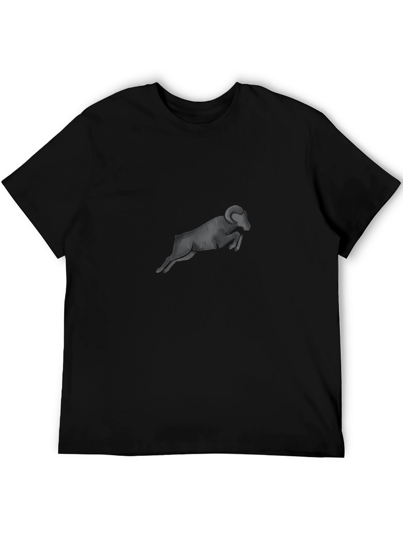 Mens Black T-Shirt - Ram Graphic Print