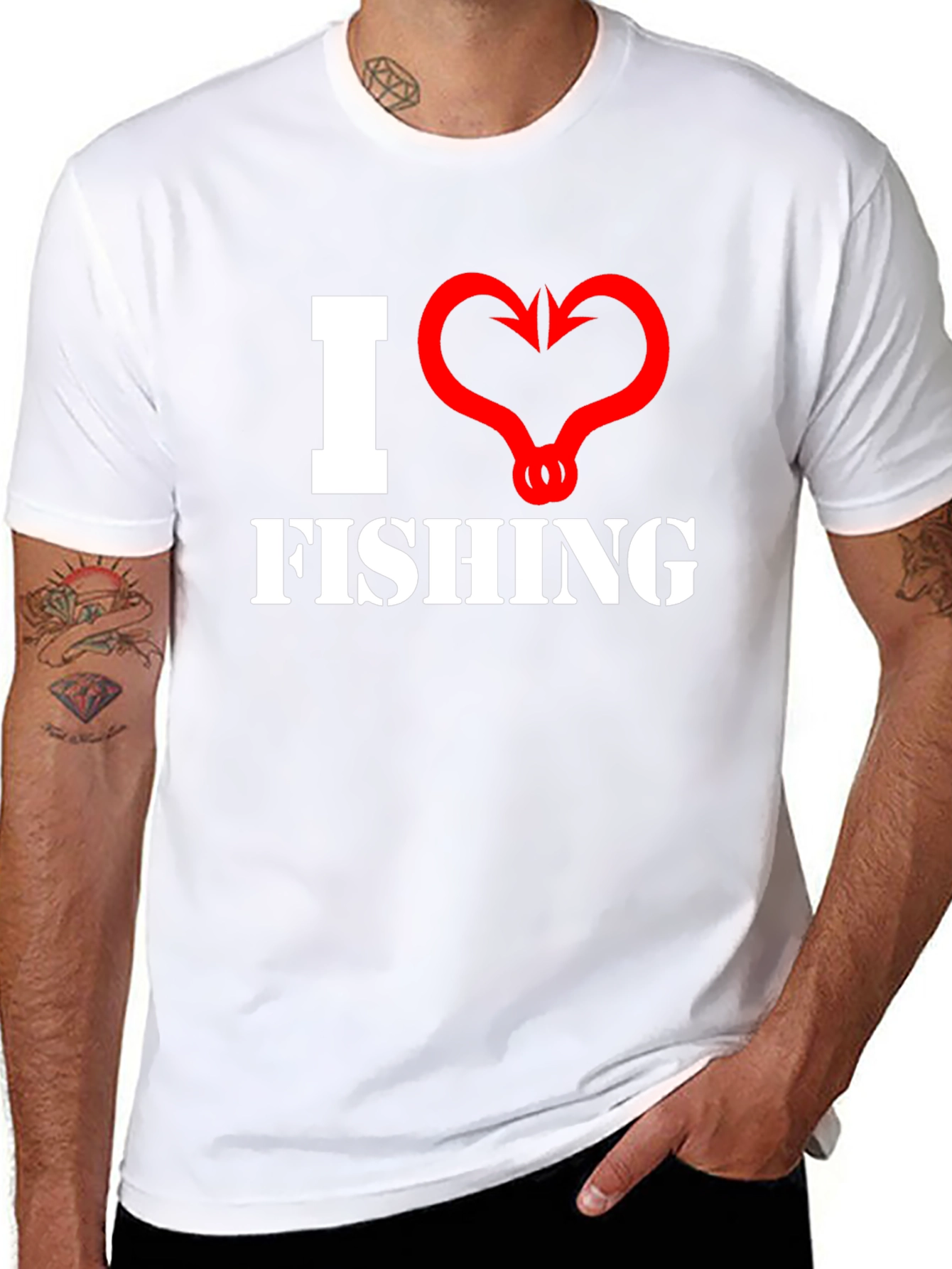 I Heart Fishing Graphic T-Shirt - Black