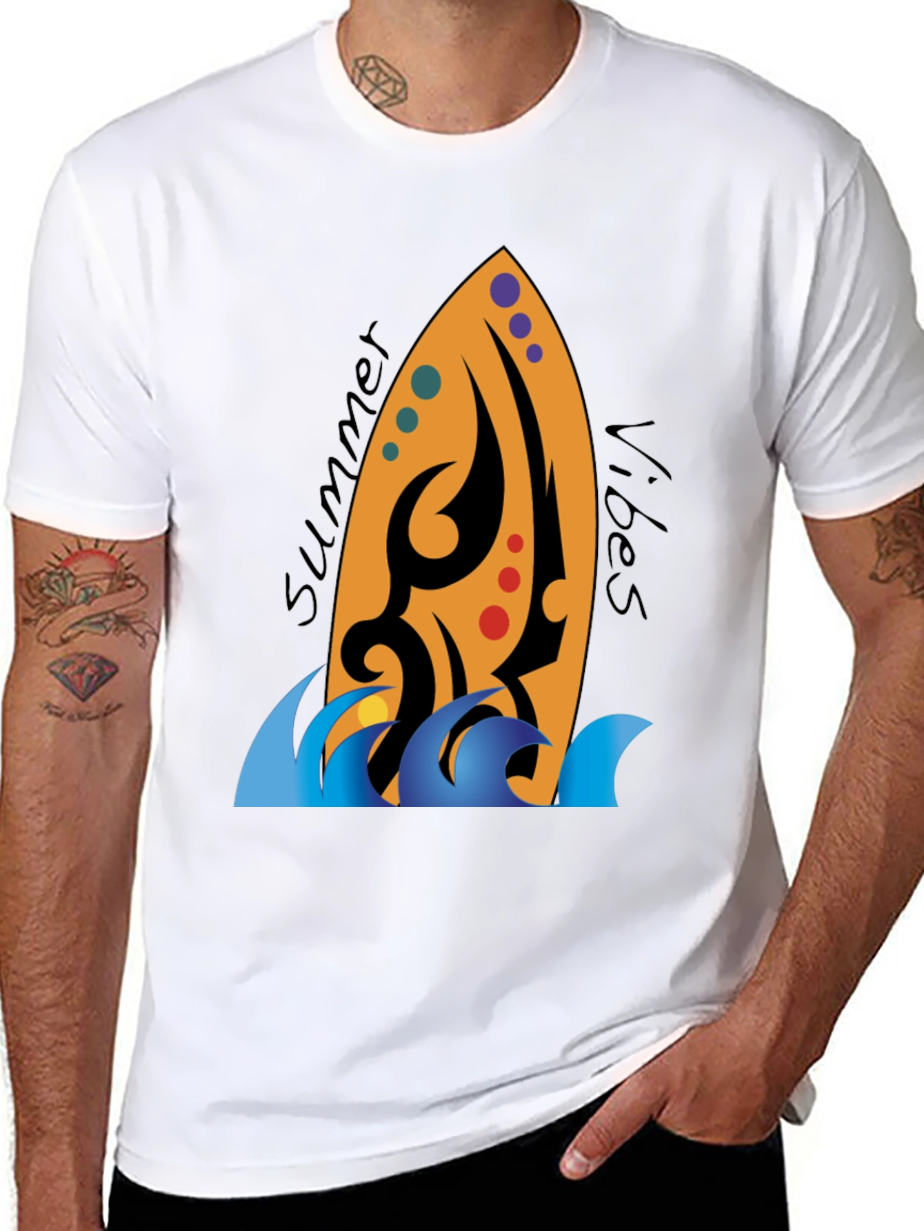 Summer Vibes Surfboard Graphic Tee
