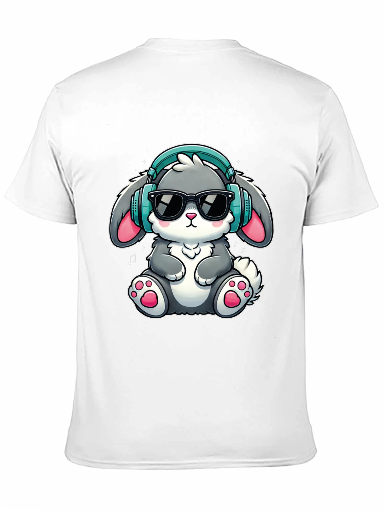 Cool Bunny Tee: Cartoon Rabbit with Headphones T-Shirt