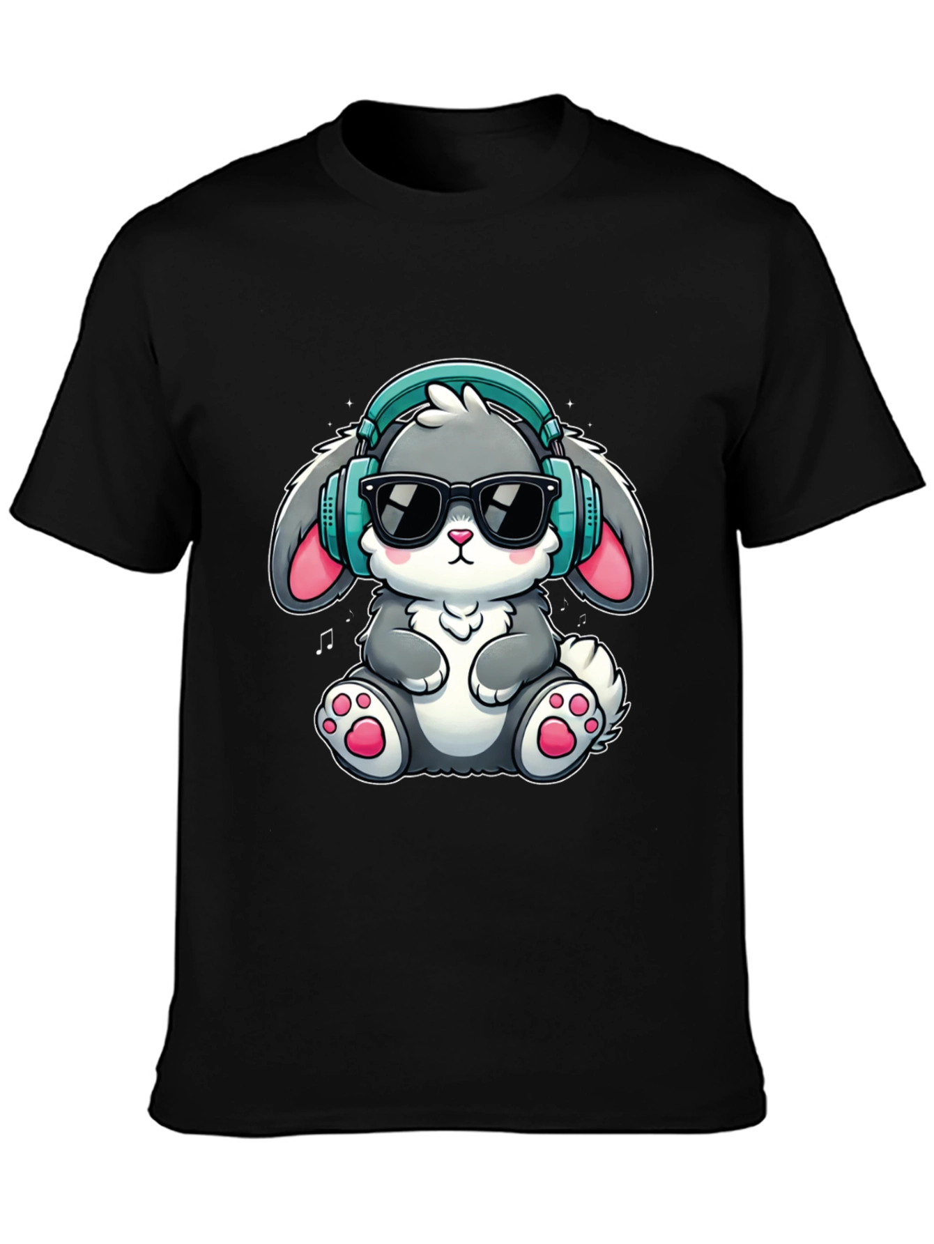 Cool Bunny Tee: Cartoon Rabbit with Headphones T-Shirt