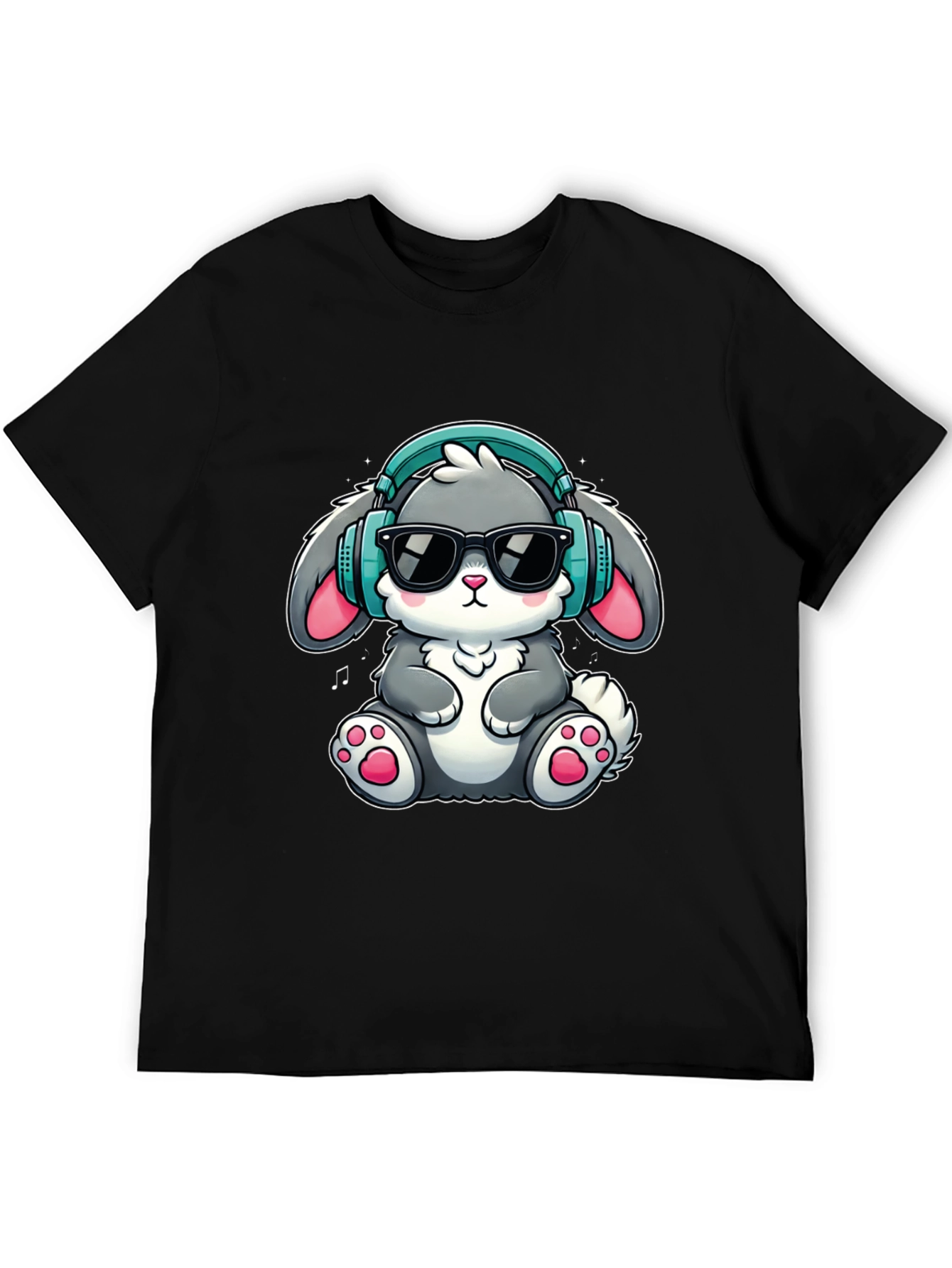 Cool Bunny Tee: Cartoon Rabbit with Headphones T-Shirt