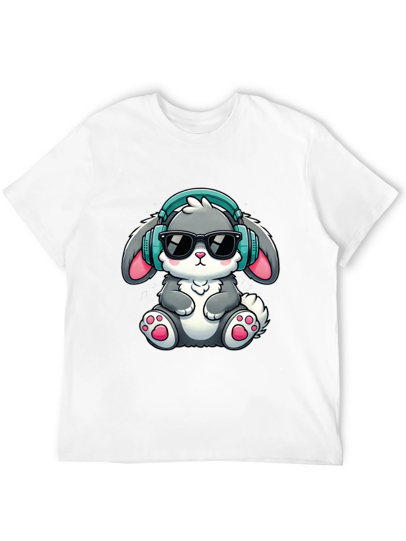 Cool Bunny Tee: Cartoon Rabbit with Headphones T-Shirt