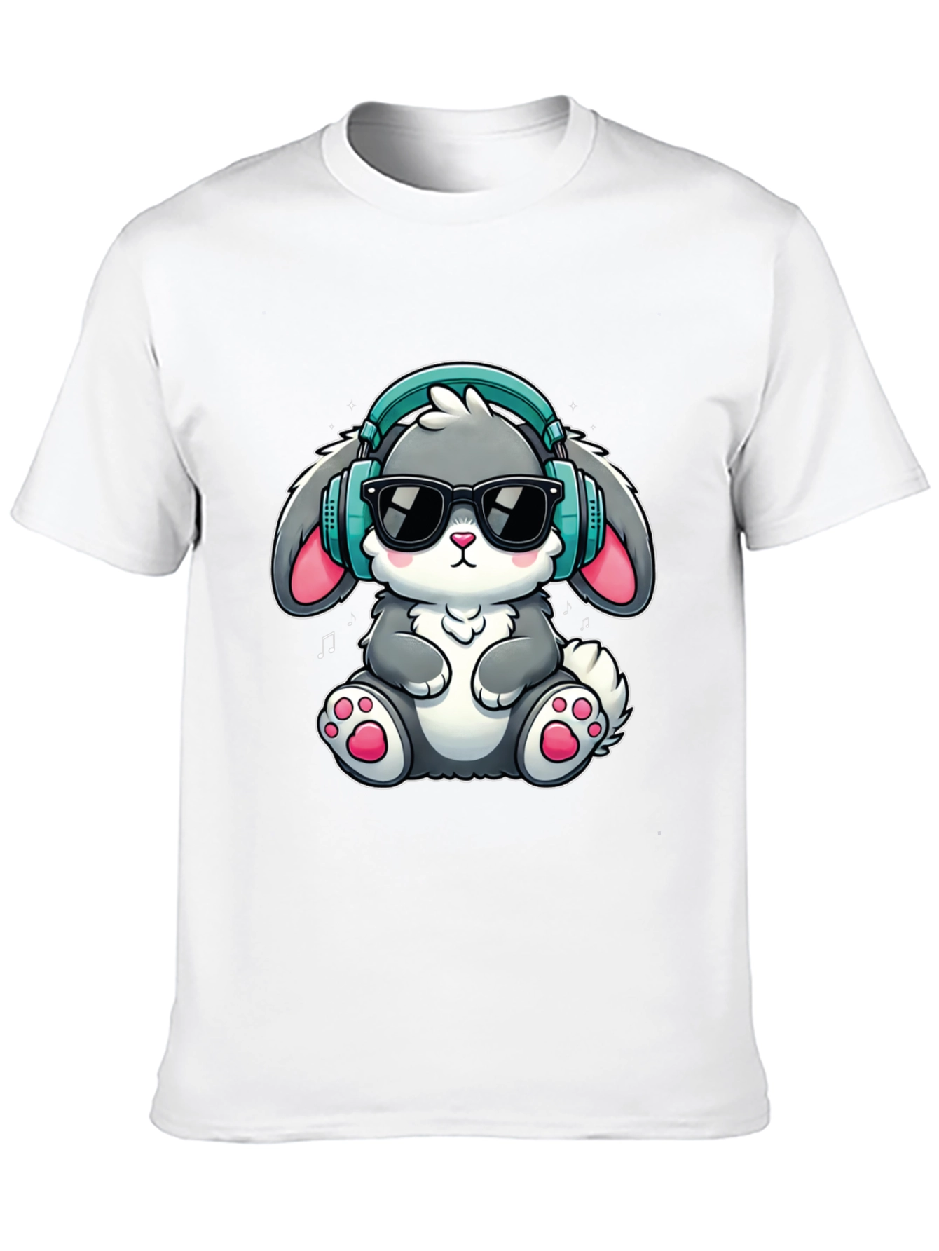 Cool Bunny Tee: Cartoon Rabbit with Headphones T-Shirt