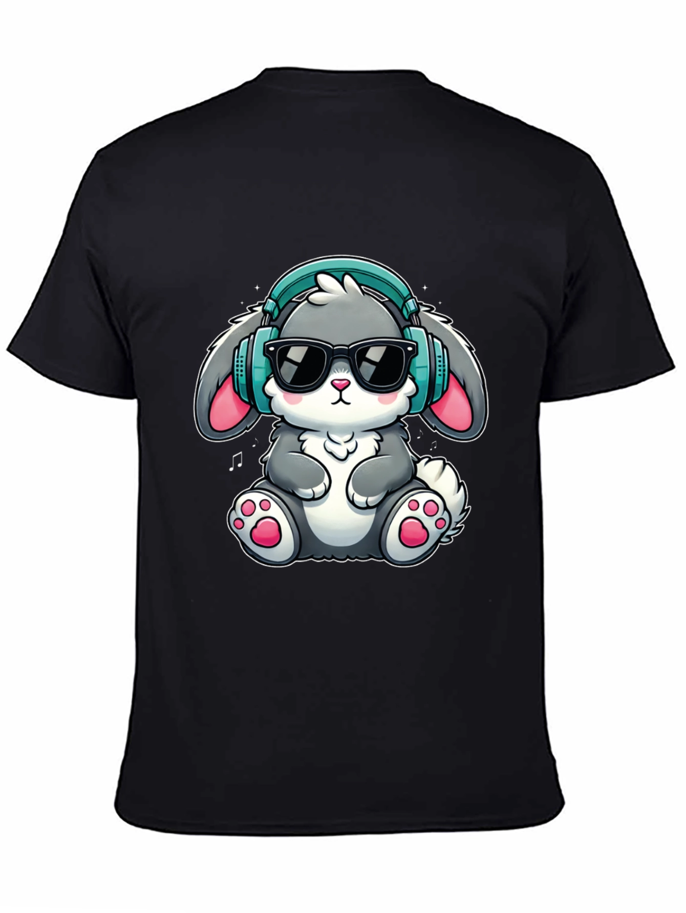 Cool Bunny Tee: Cartoon Rabbit with Headphones T-Shirt