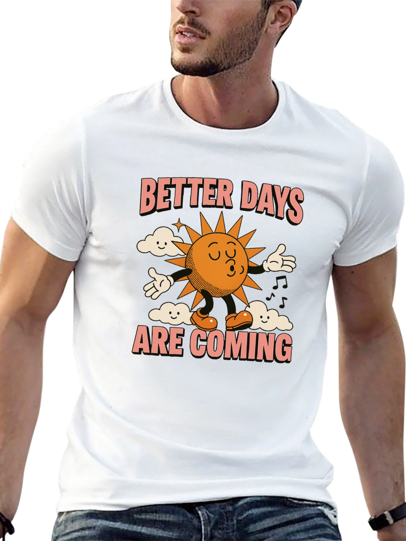 Better Days Graphic Tee - Retro Sun Design