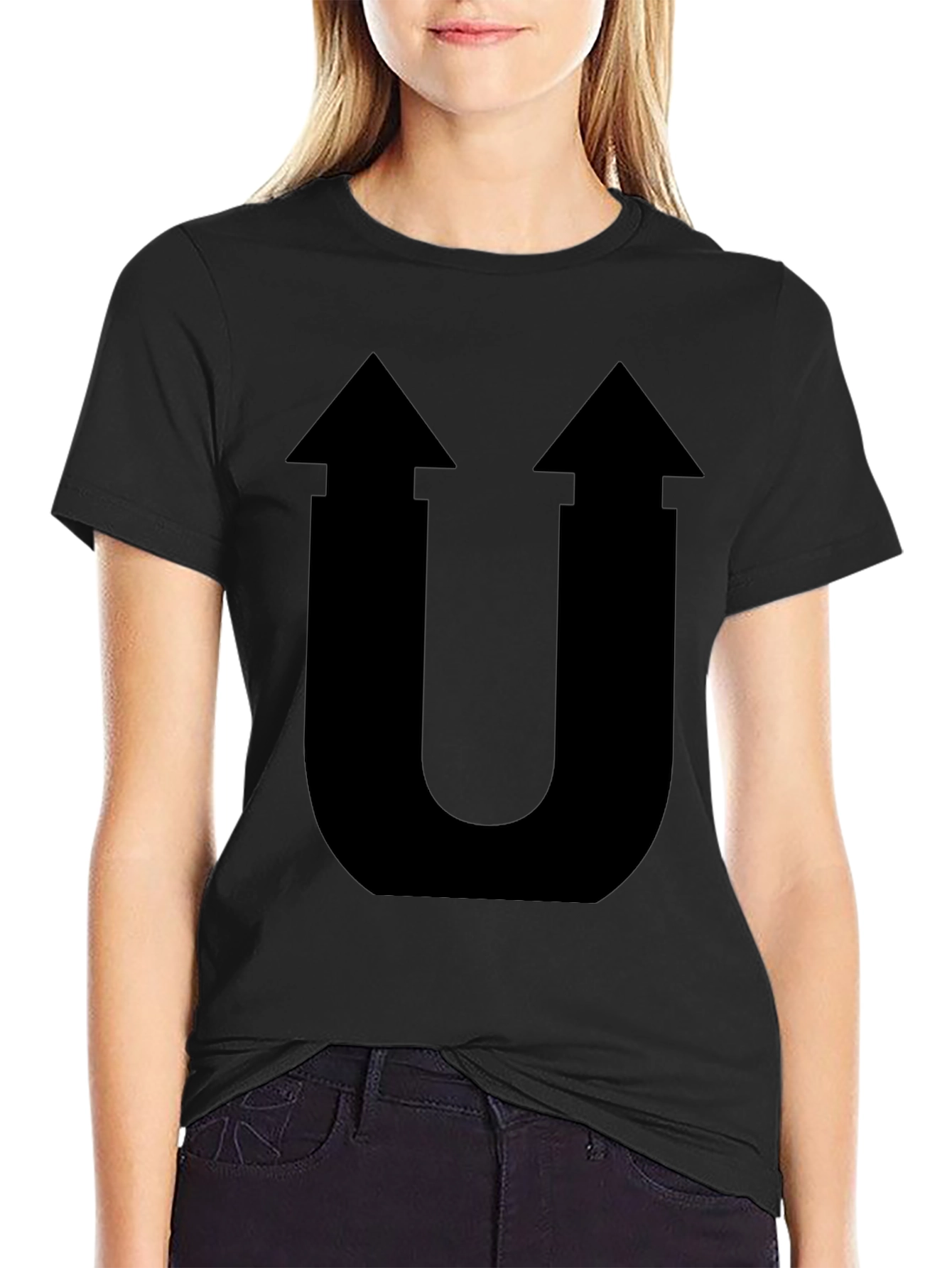 Bold Arrow U Graphic Black T-Shirt