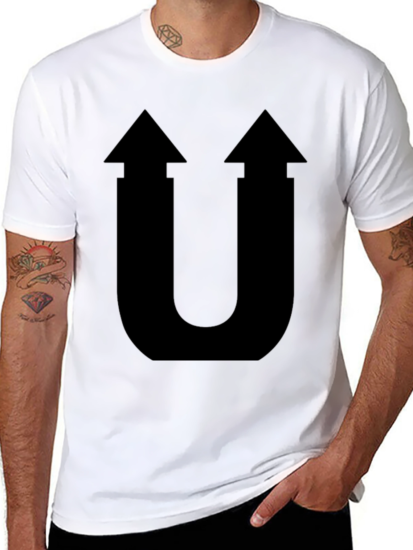 Bold Arrow U Graphic Black T-Shirt