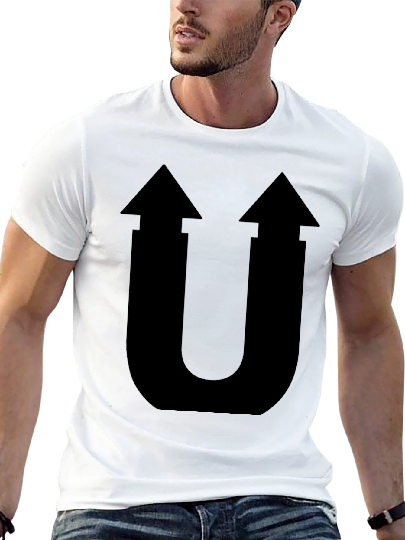 Bold Arrow U Graphic Black T-Shirt