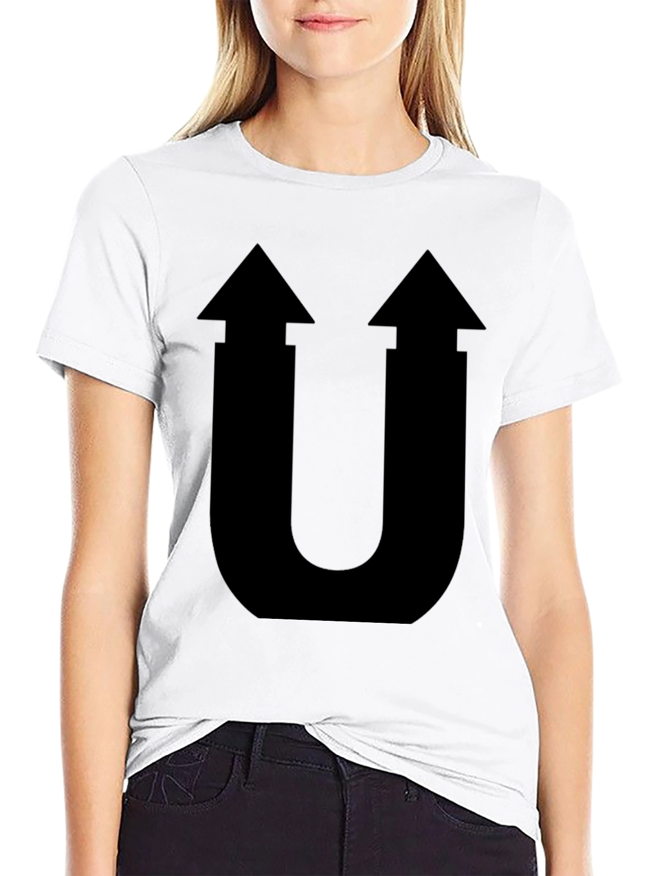 Bold Arrow U Graphic Black T-Shirt