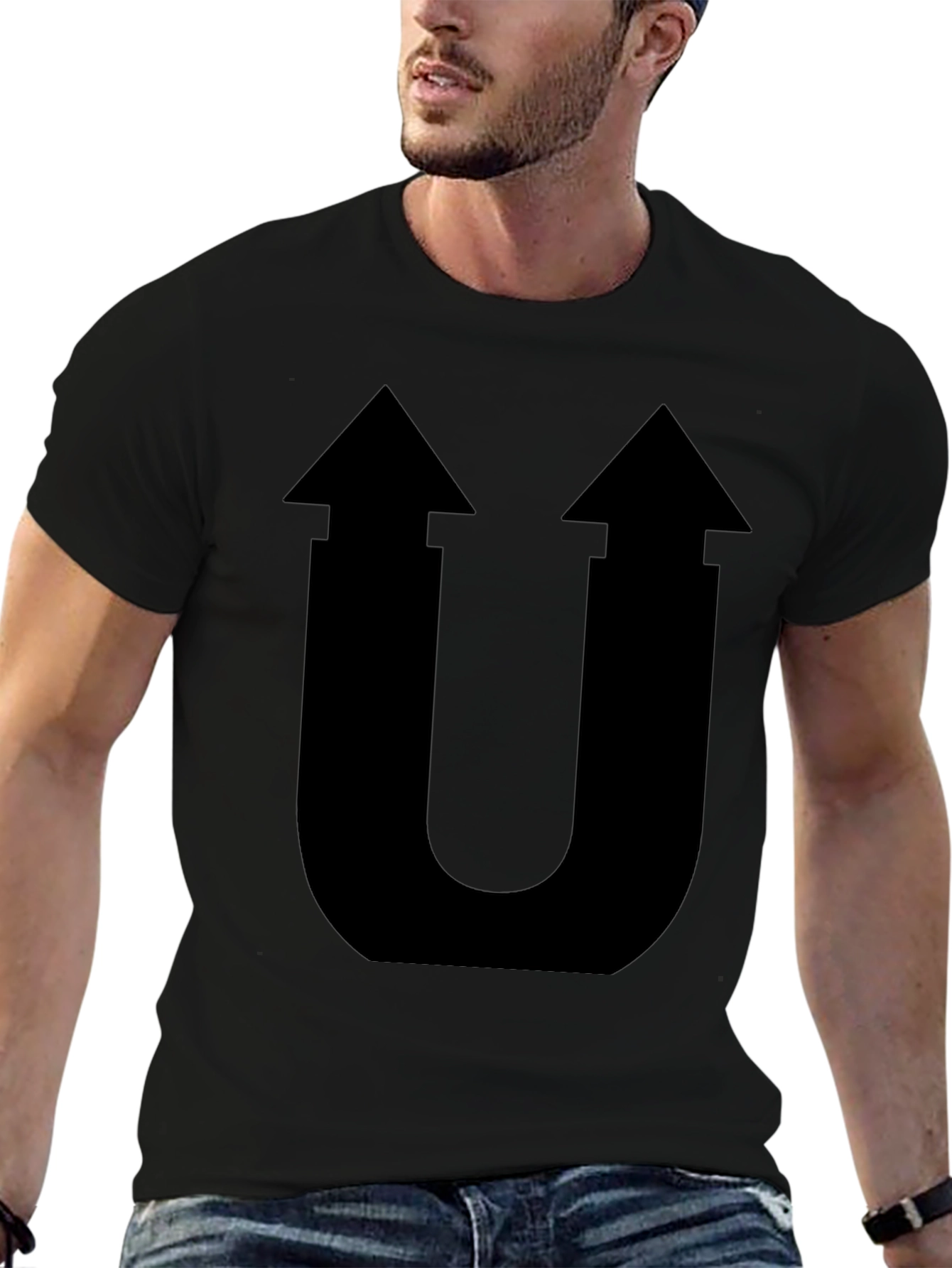 Bold Arrow U Graphic Black T-Shirt