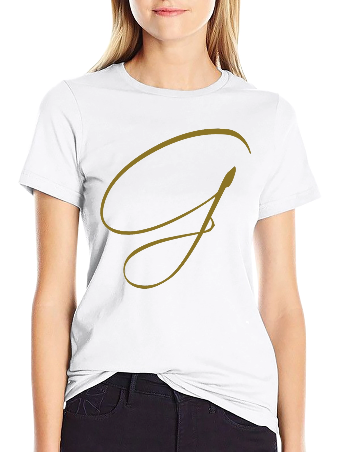 Elegant G Graphic Tee - Stylish Black Cotton T-Shirt
