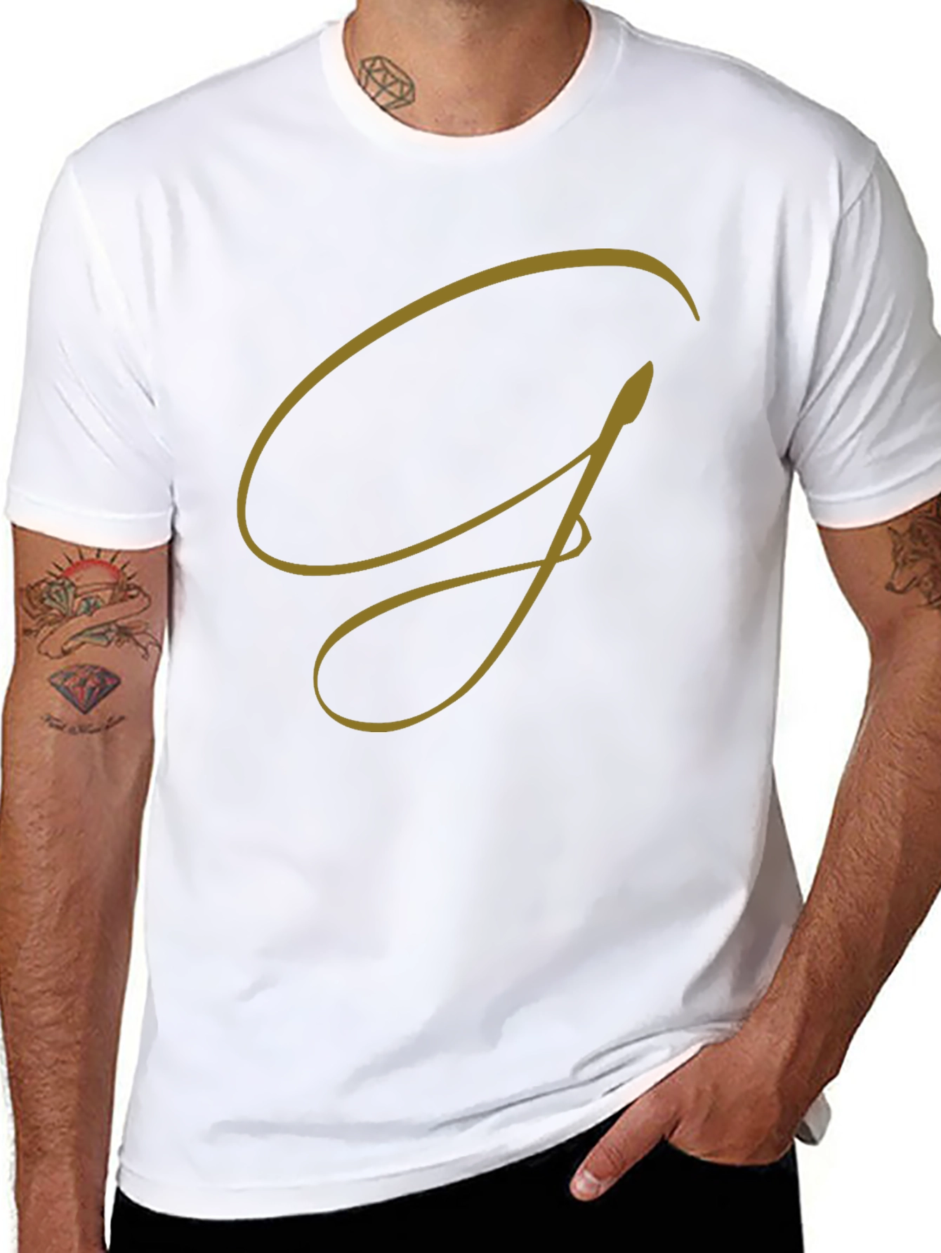 Elegant G Graphic Tee - Stylish Black Cotton T-Shirt