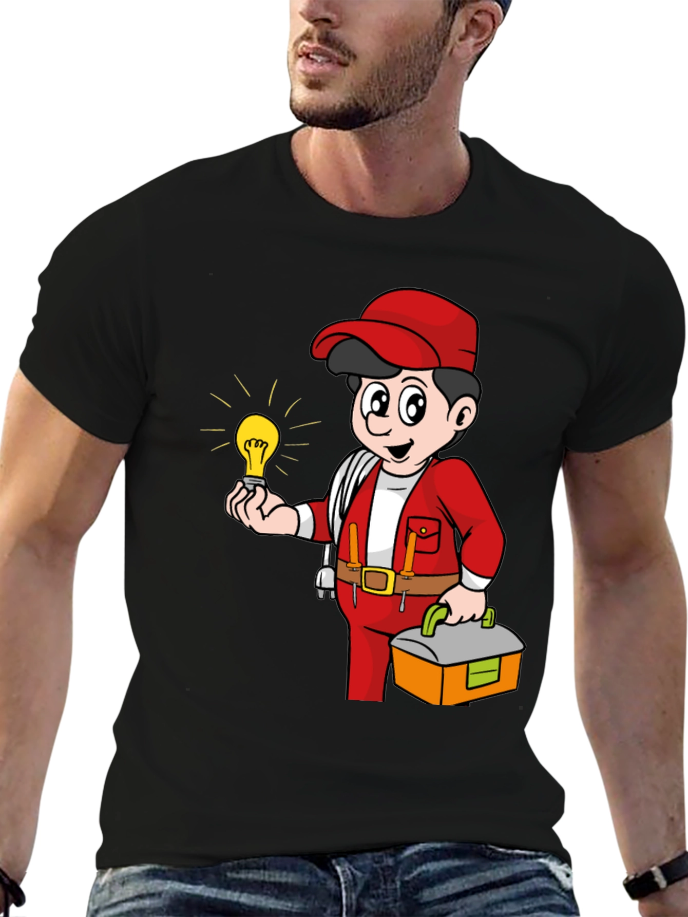 Electrician Cartoon Graphic Tee