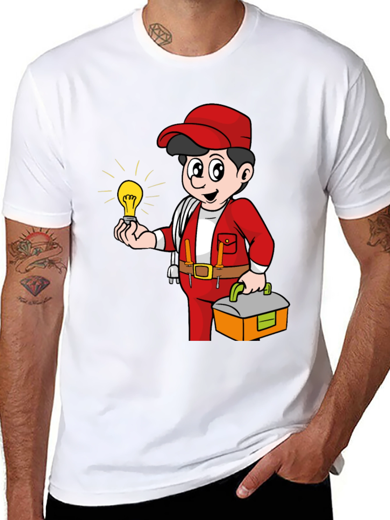 Electrician Cartoon Graphic Tee